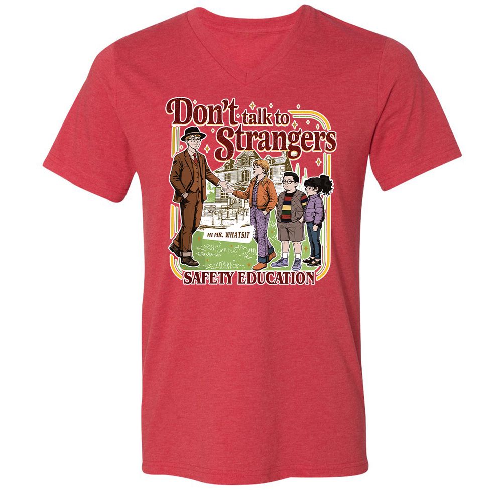 Unisex V-Neck T-Shirt - TQCDD7PT - Heather Red - 5