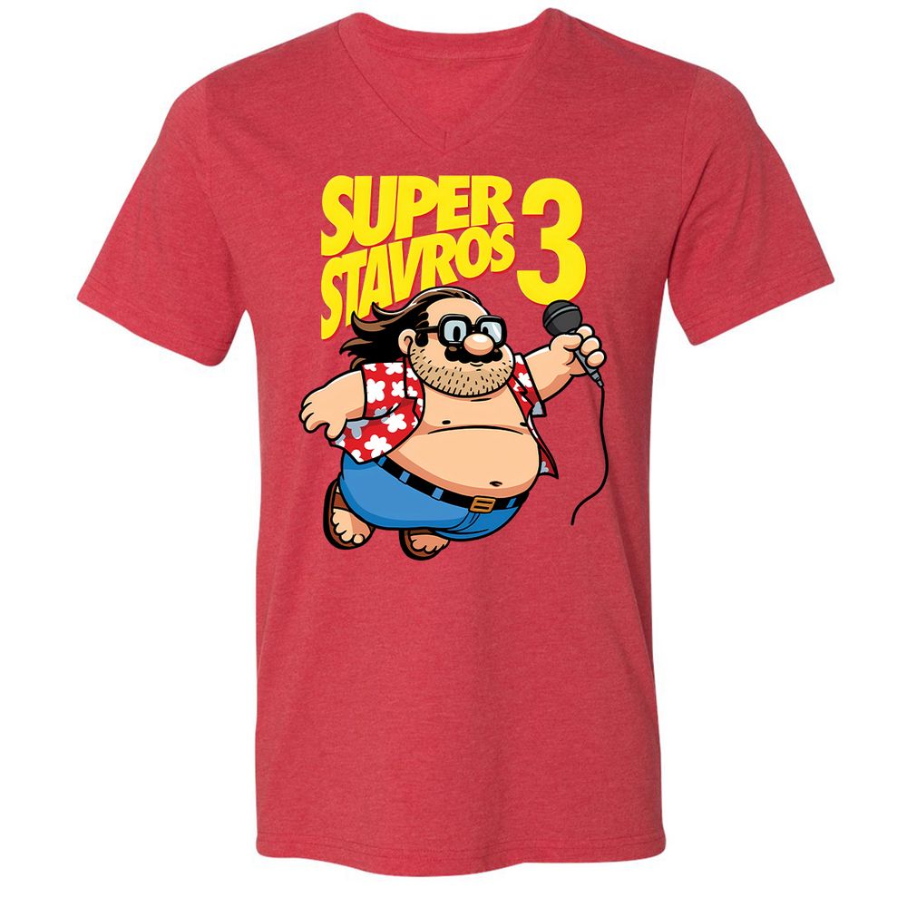 Unisex V-Neck T-Shirt - 5S5ELTRJ - Heather Red - 5