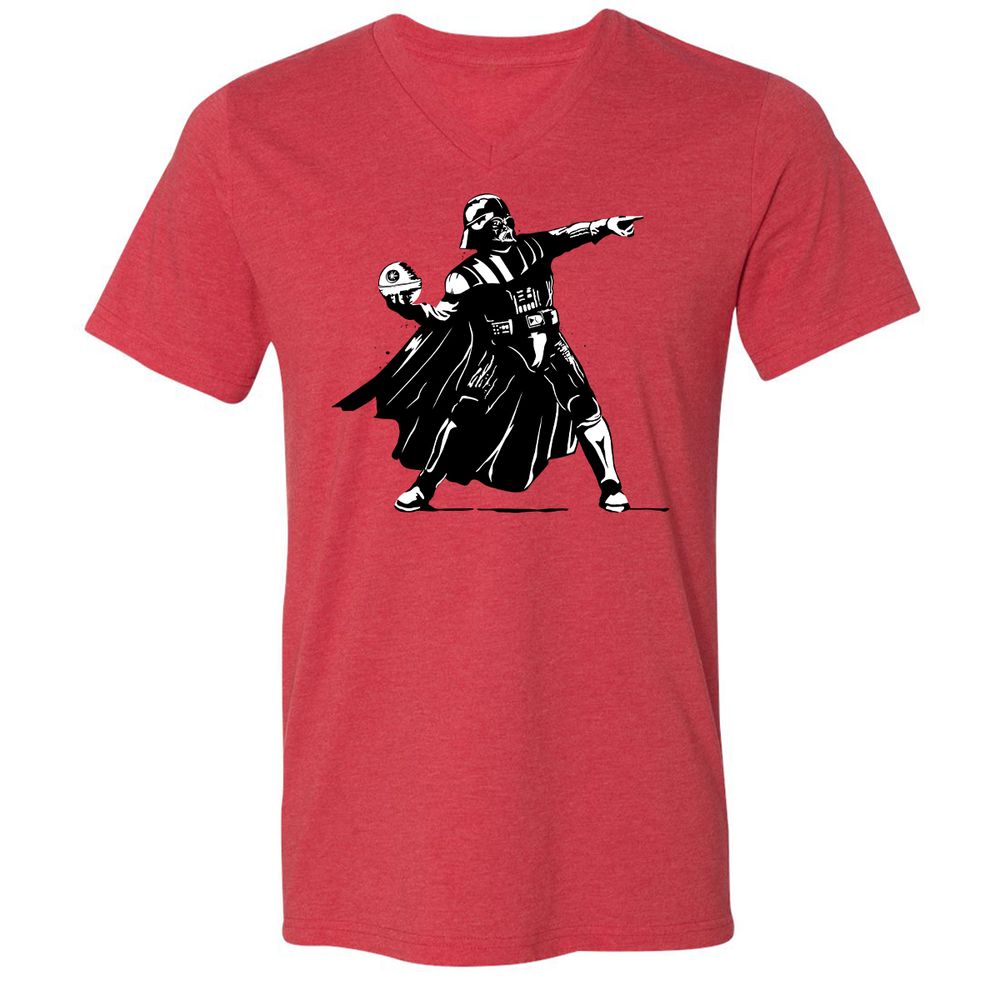 Unisex V-Neck T-Shirt - B81SR4X9 - Heather Red - 5