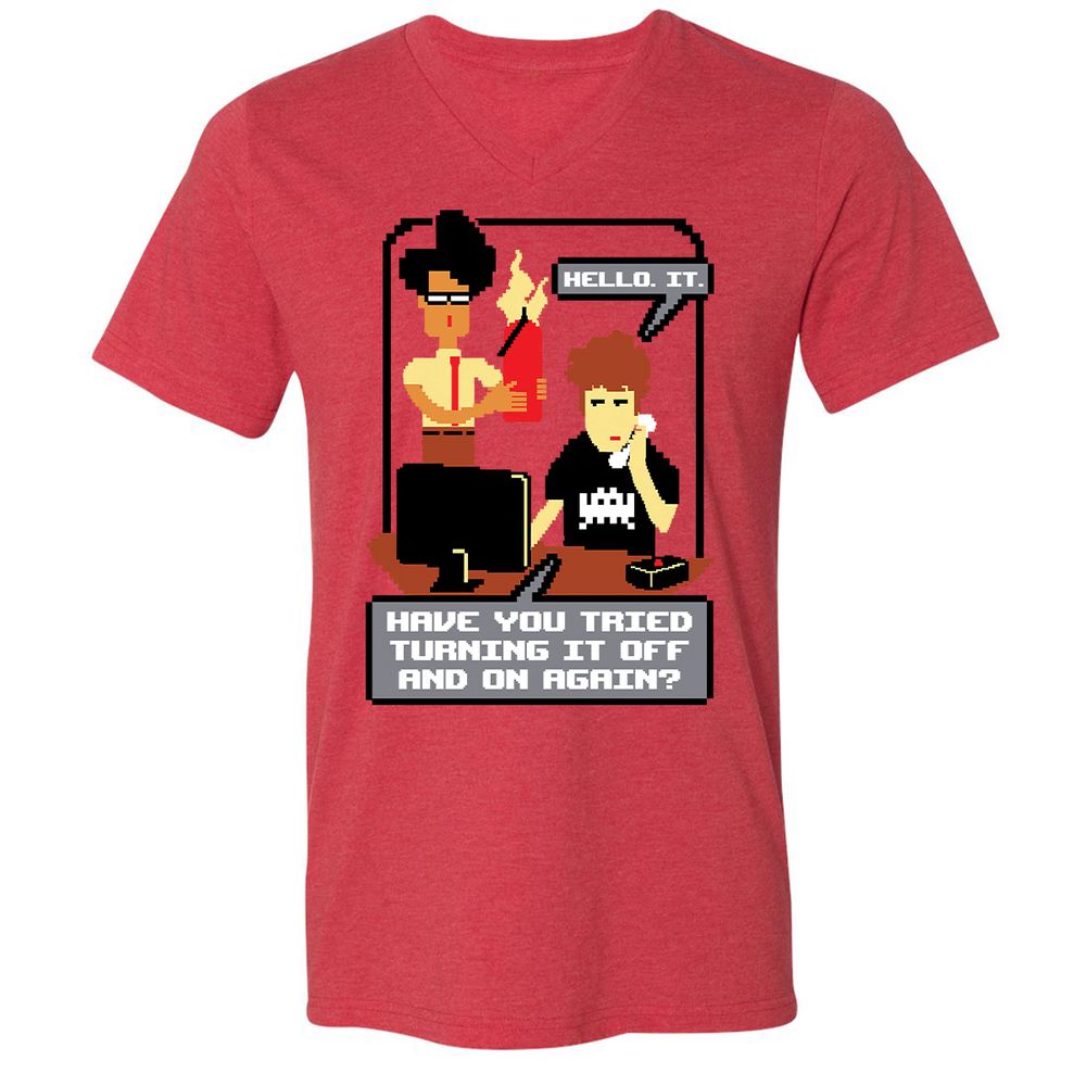 Unisex V-Neck T-Shirt - HNEUZ7PF - Heather Red - 5