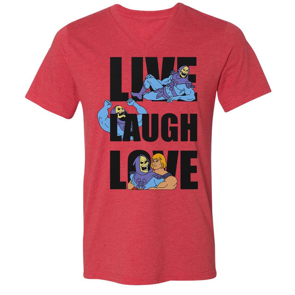 Unisex V-Neck T-Shirt - ARE6JFSF - Heather Red - 5