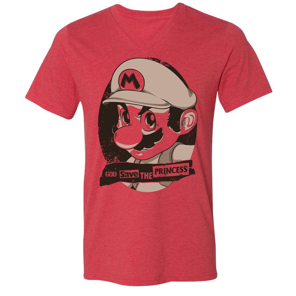 Unisex V-Neck T-Shirt - 8YQNG3G3 - Heather Red - 5