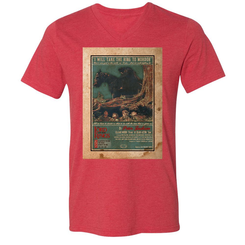 Unisex V-Neck T-Shirt - FBT6SARX - Heather Red - 5