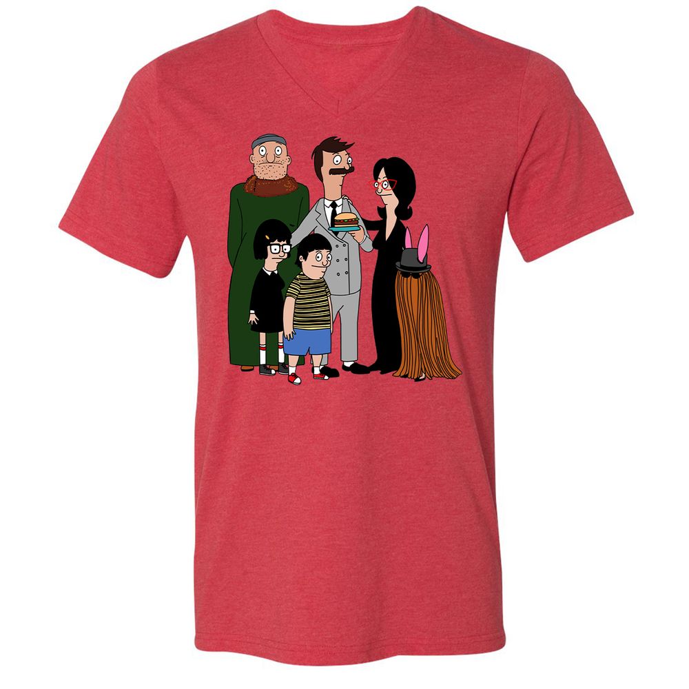 Unisex V-Neck T-Shirt - 4HLK5QQH - Heather Red - 5