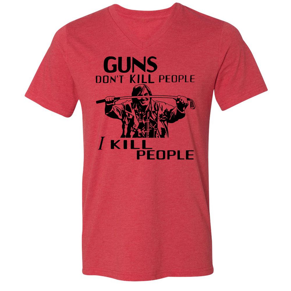 Unisex V-Neck T-Shirt - FERC8NSK - Heather Red - 5