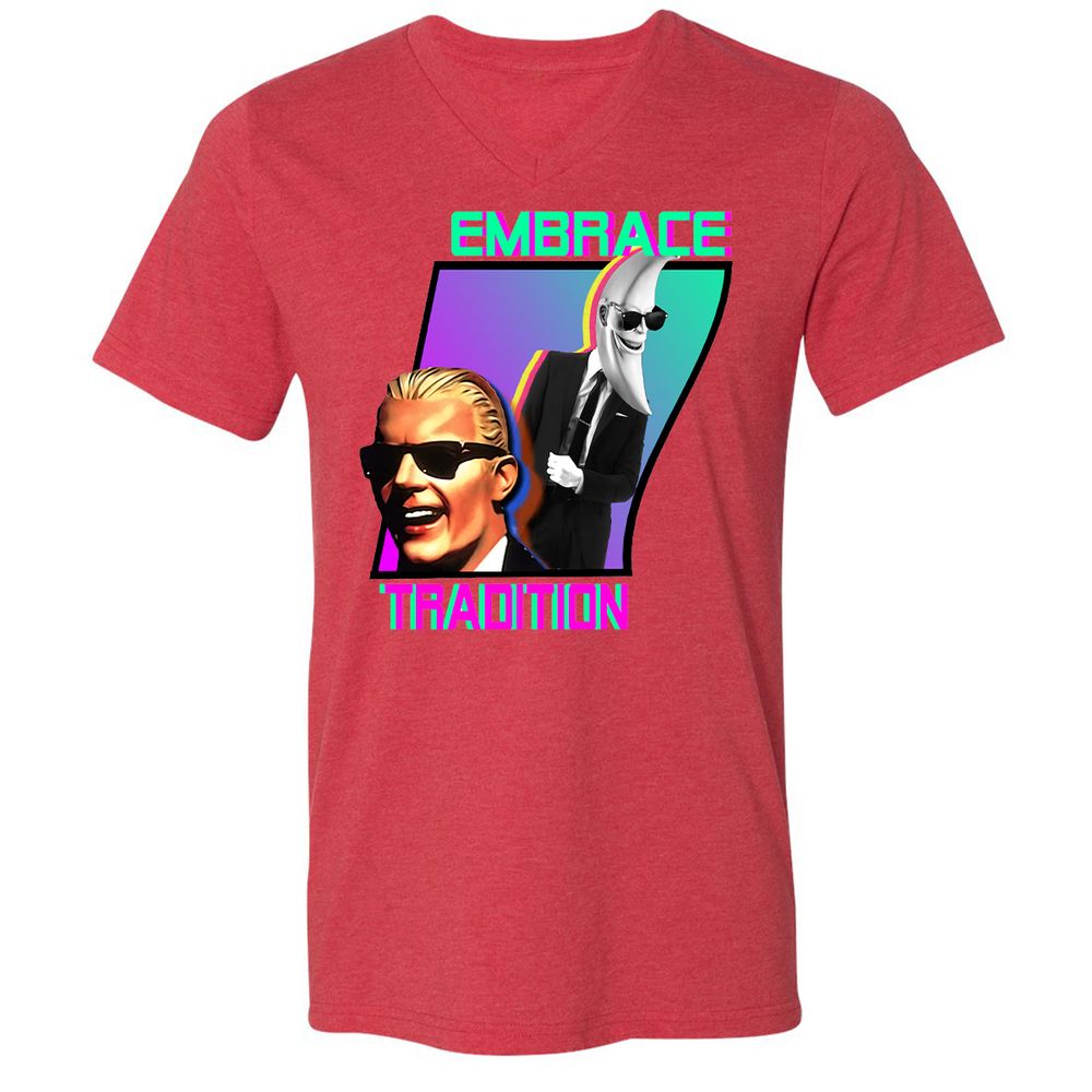 Unisex V-Neck T-Shirt - Z5Y1LDR3 - Heather Red - 5