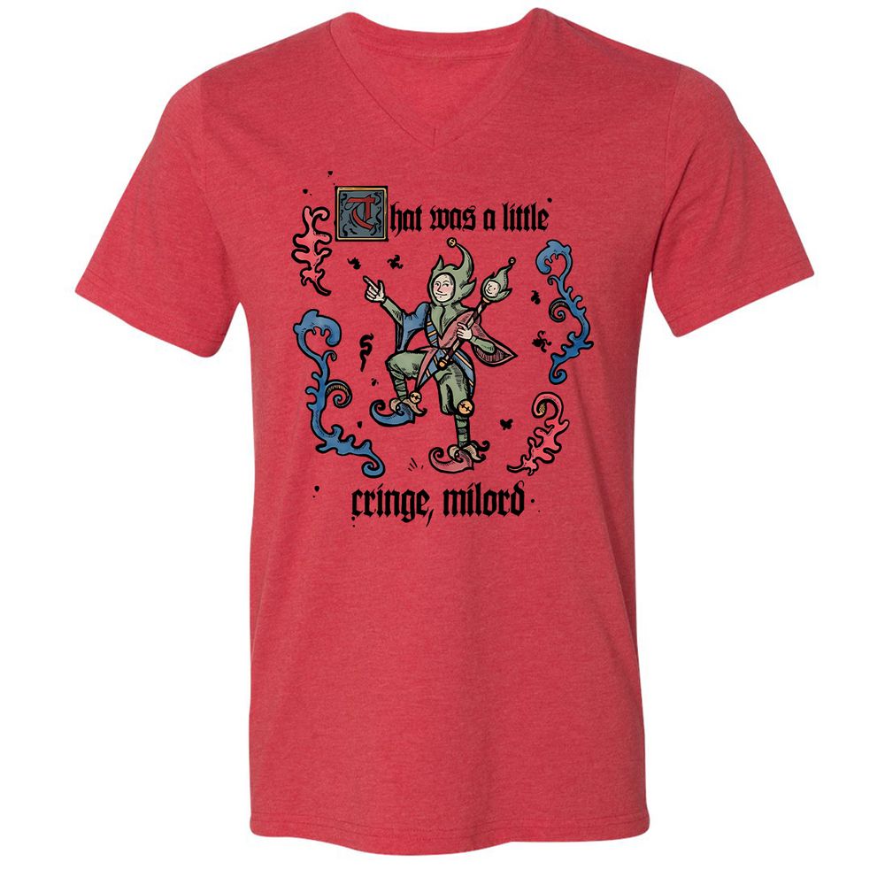 Unisex V-Neck T-Shirt - 8Y647KF7 - Heather Red - 5