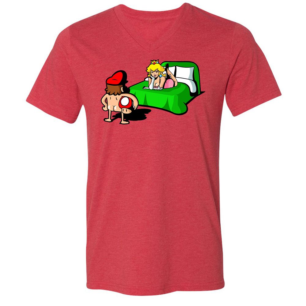 Unisex V-Neck T-Shirt - WMEXURGC - Heather Red - 5
