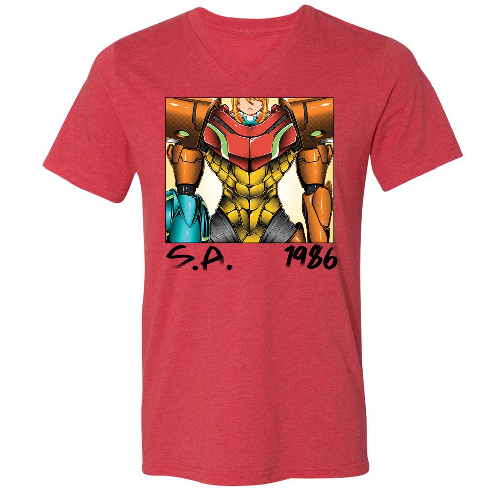 Unisex V-Neck T-Shirt - DR59PR82 - Heather Red - 5