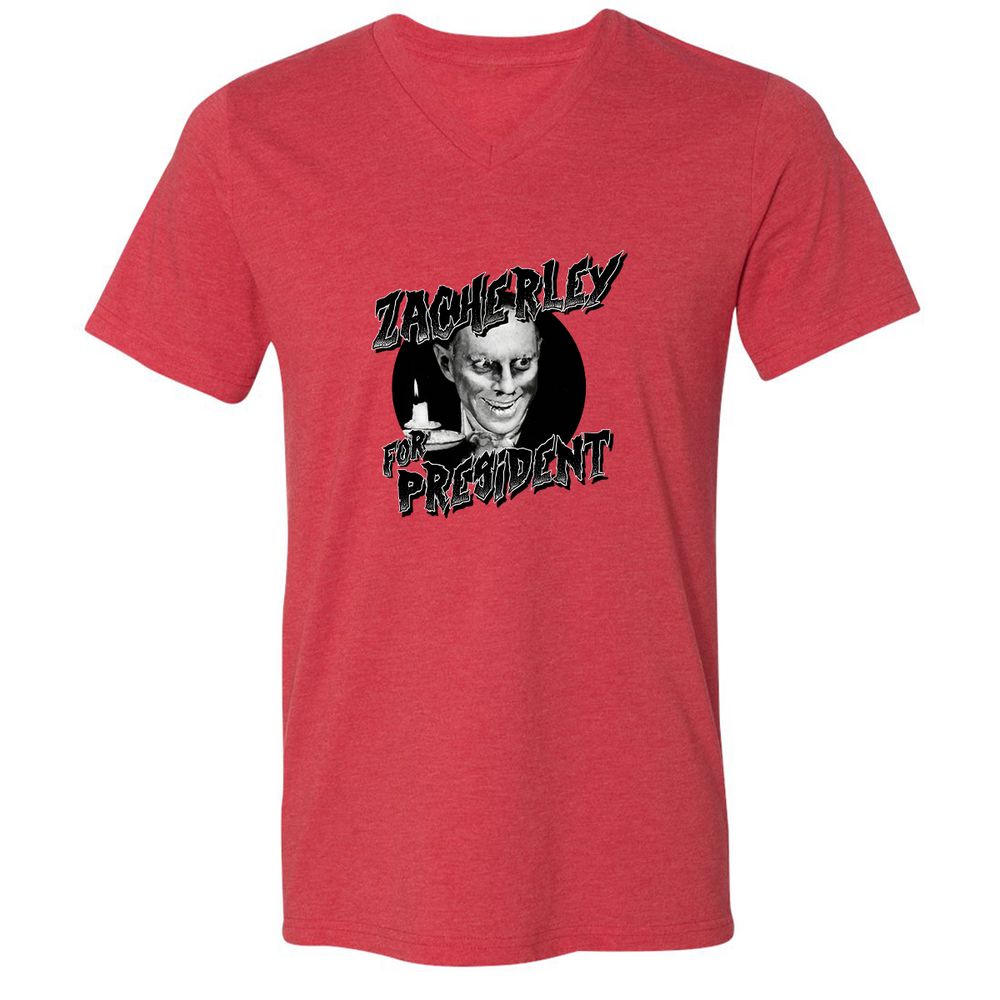 Unisex V-Neck T-Shirt - 5XGN57PS - Heather Red - 5