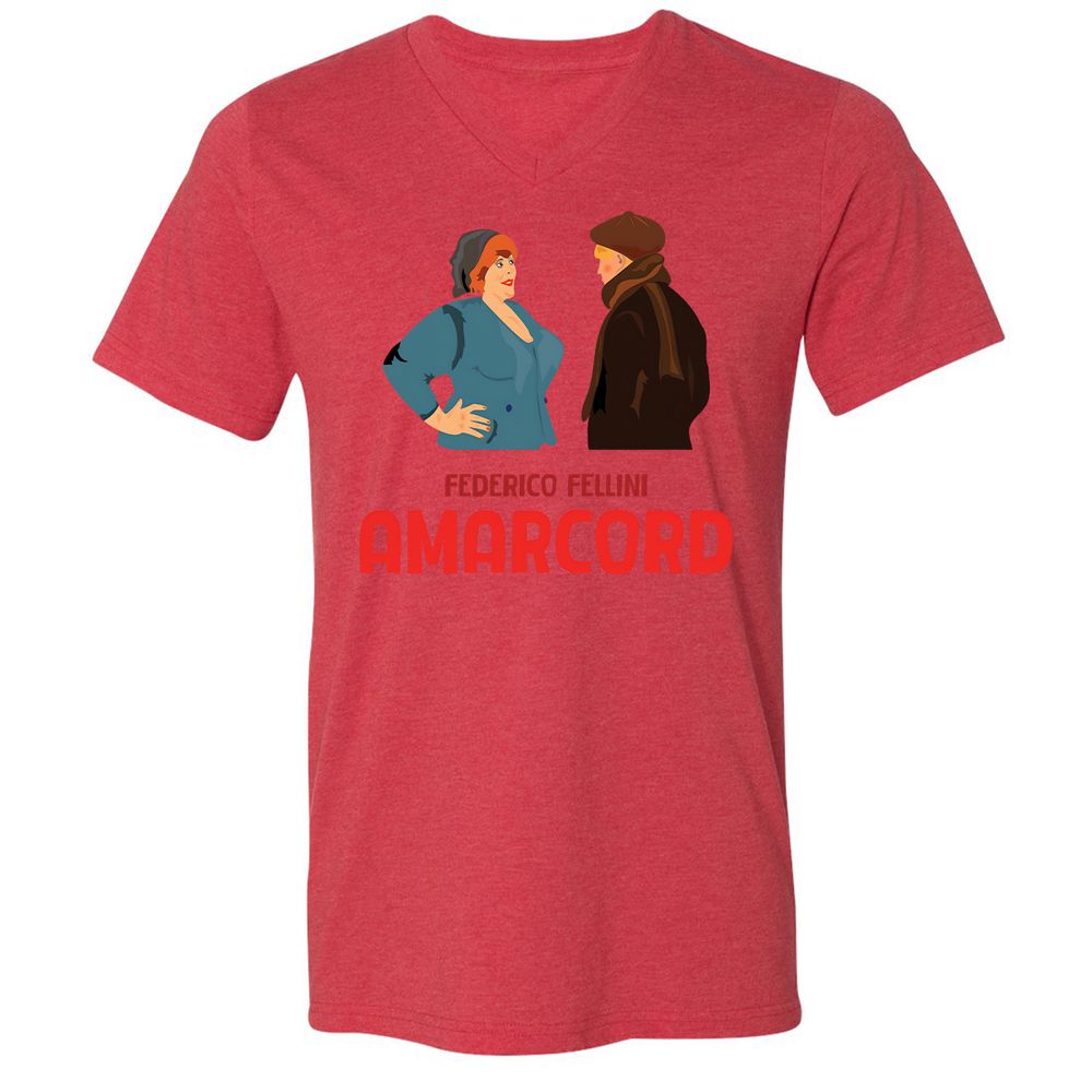 Unisex V-Neck T-Shirt - 8LEK6G9T - Heather Red - 5
