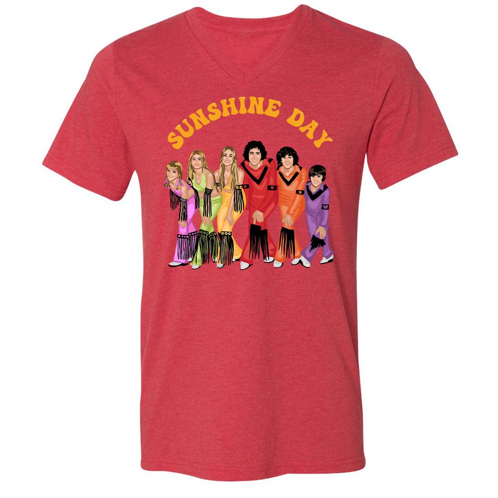 Unisex V-Neck T-Shirt - B34HVMNL - Heather Red - 5