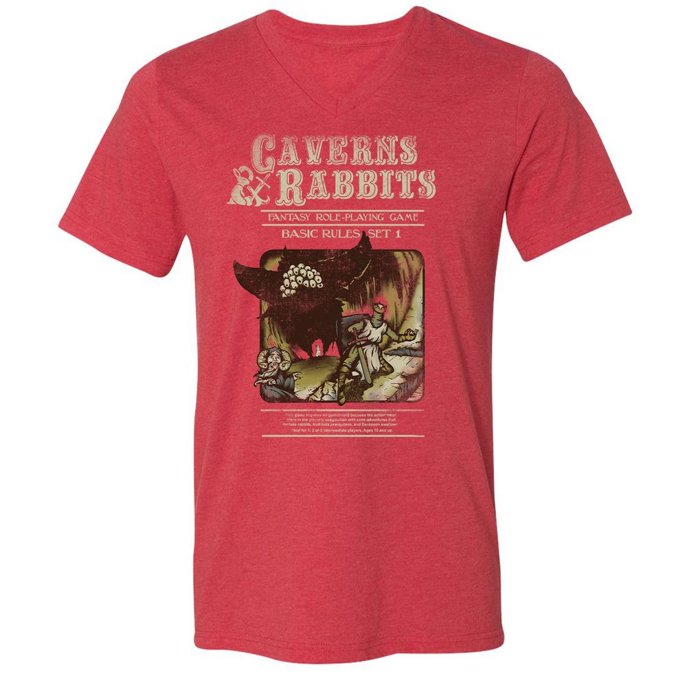 Unisex V-Neck T-Shirt - C7KTRTZF - Heather Red - 5