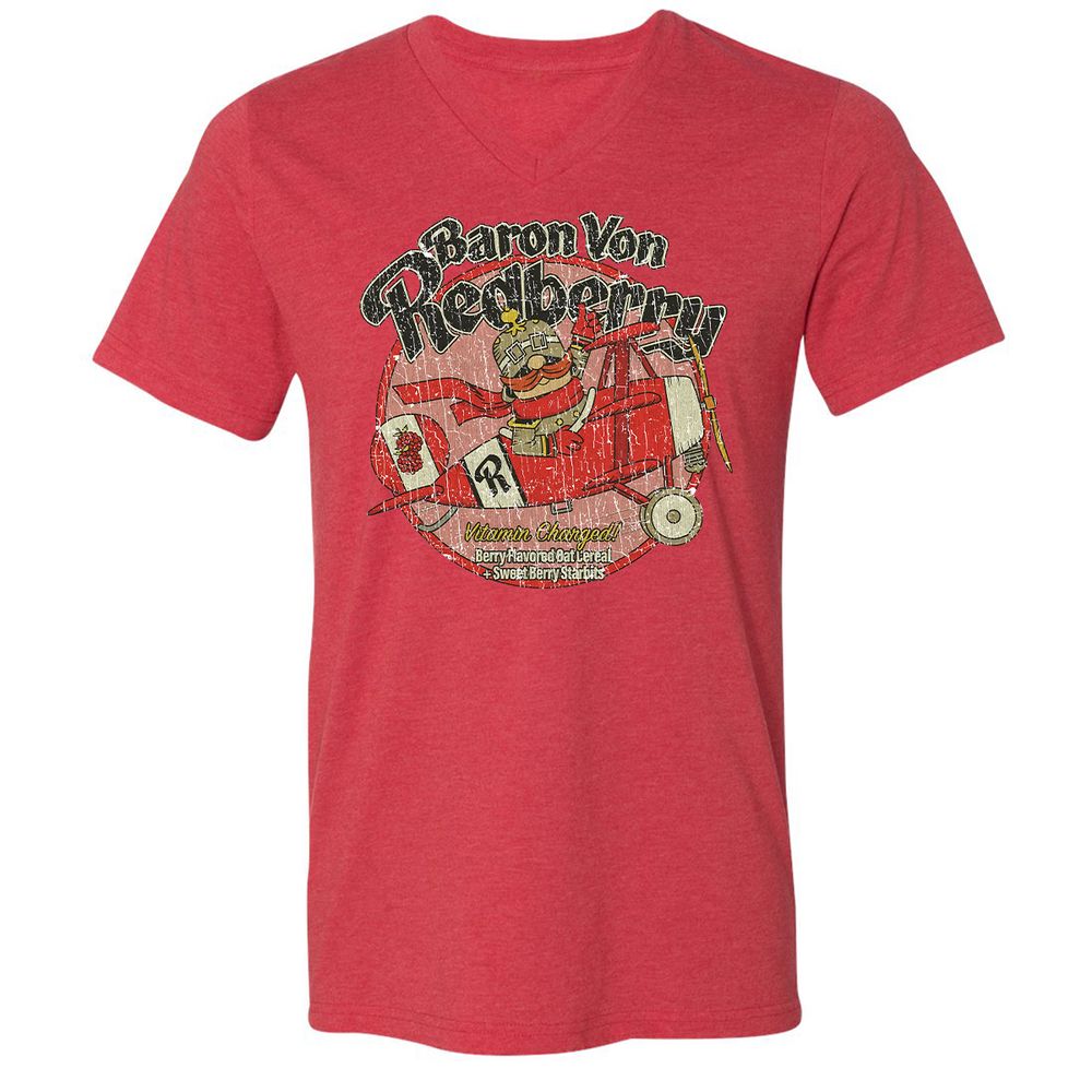 Unisex V-Neck T-Shirt - SHKEBYPS - Heather Red - 5