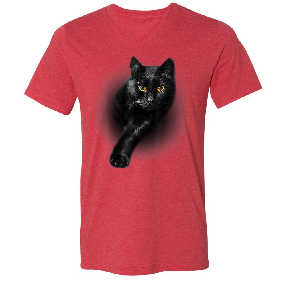 Unisex V-Neck T-Shirt - ZDC7R5Z2 - Heather Red - 5