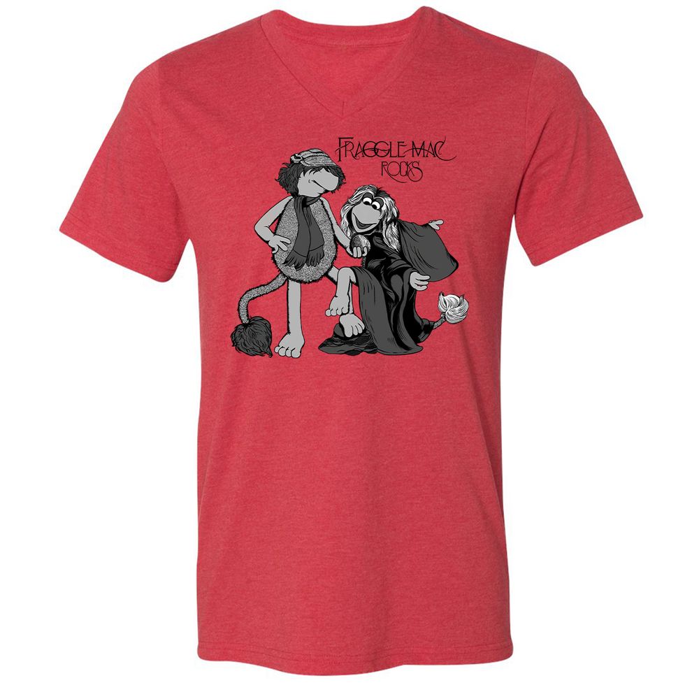 Unisex V-Neck T-Shirt - TBAC4MLE - Heather Red - 5