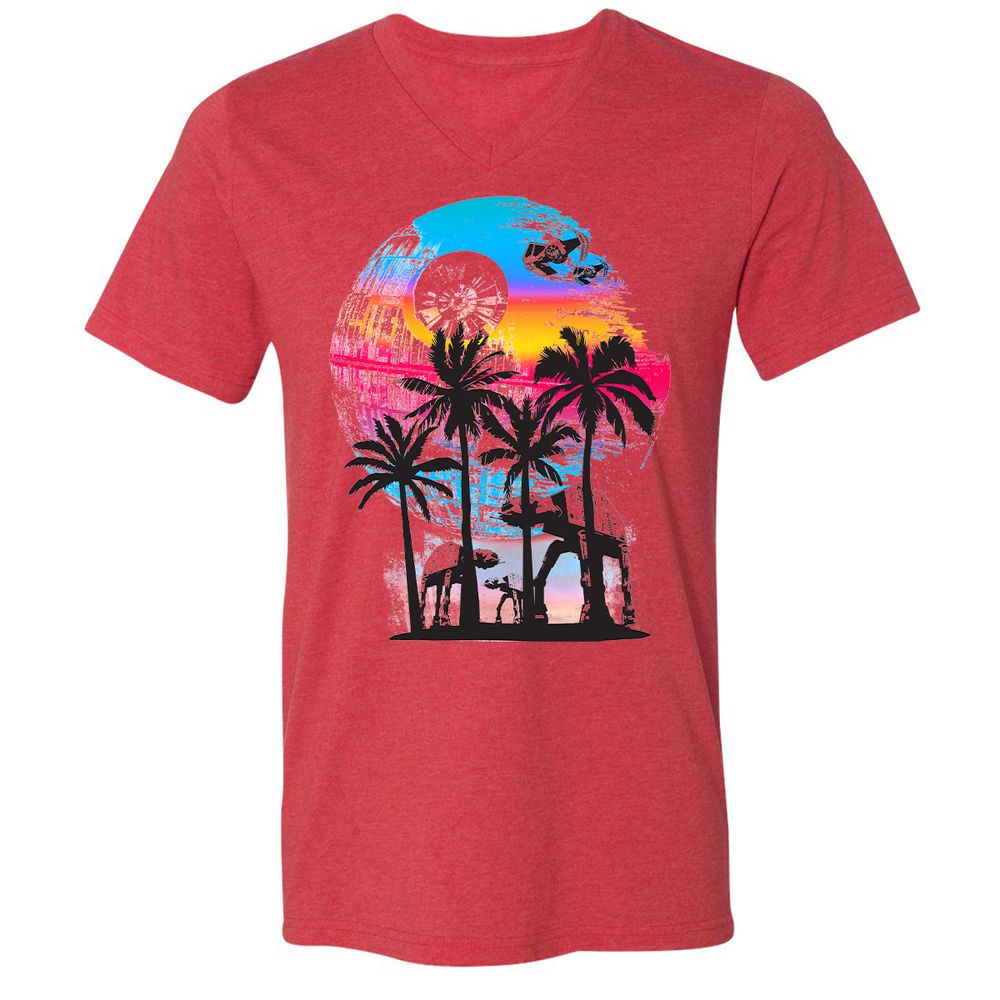 Unisex V-Neck T-Shirt - R7YBZ4DN - Heather Red - 5