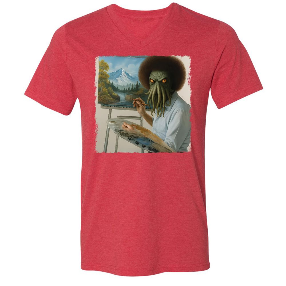 Unisex V-Neck T-Shirt - YK3GSC6U - Heather Red - 5