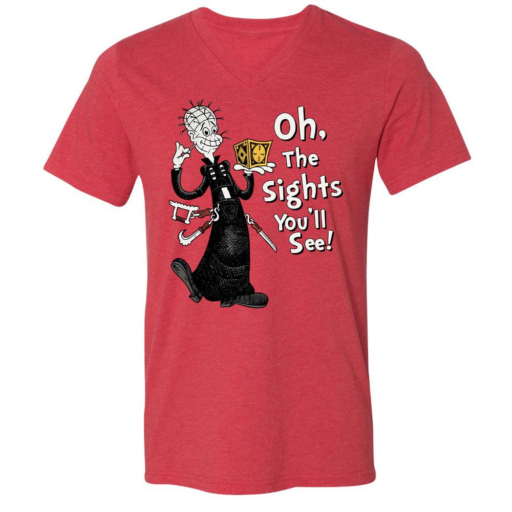 Unisex V-Neck T-Shirt - 8AATKQXT - Heather Red - 5