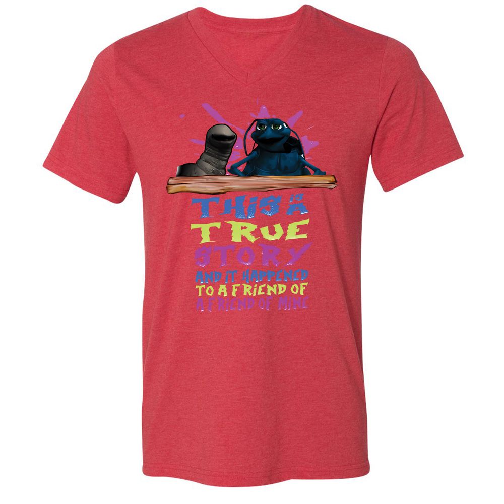 Unisex V-Neck T-Shirt - 7TCR9JVV - Heather Red - 5