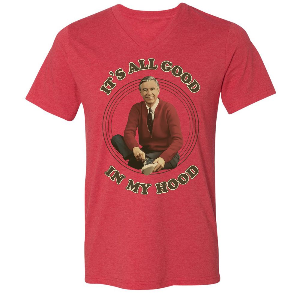 Unisex V-Neck T-Shirt - 9DKUWQ8N - Heather Red - 5
