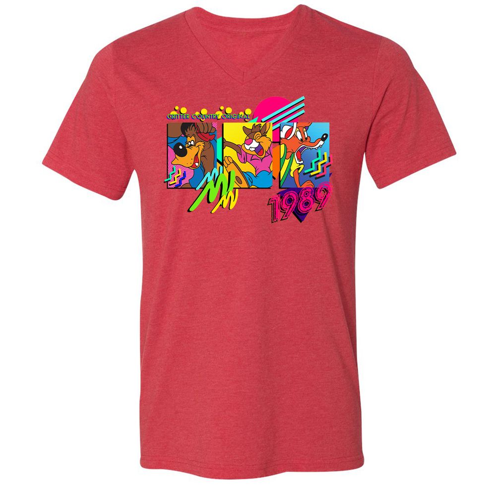 Unisex V-Neck T-Shirt - N6TG3B8S - Heather Red - 5