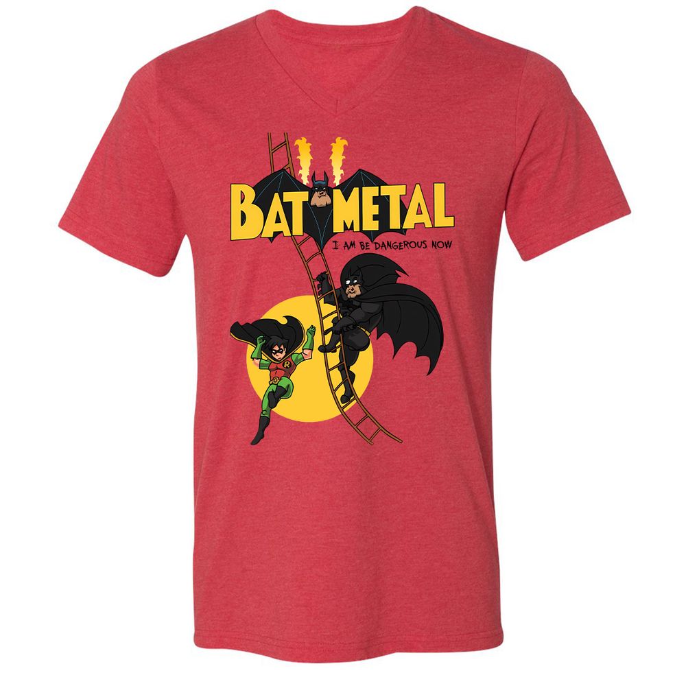 Unisex V-Neck T-Shirt - A15HXCUQ - Heather Red - 5