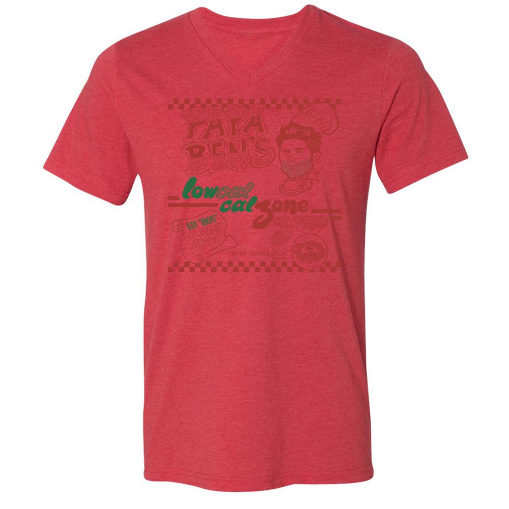 Unisex V-Neck T-Shirt - XF9QK8H6 - Heather Red - 5