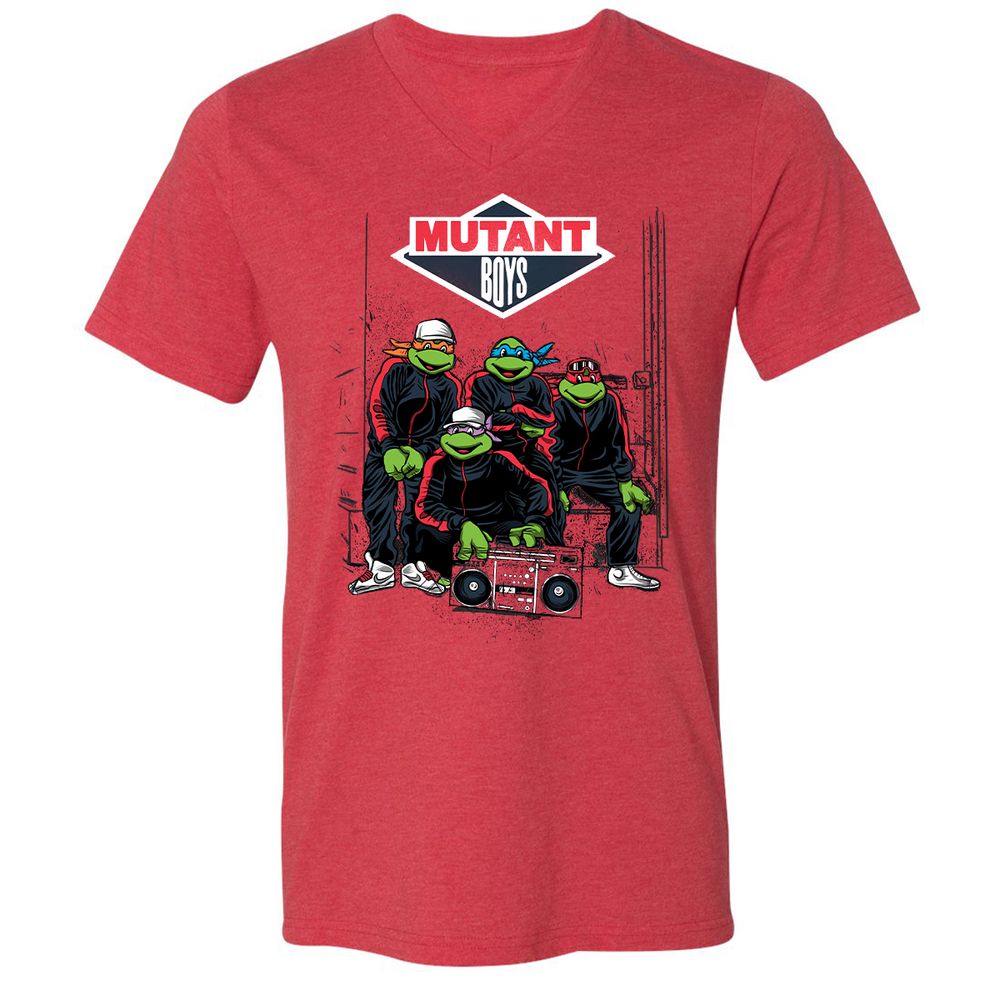 Unisex V-Neck T-Shirt - NEE1NPLV - Heather Red - 5