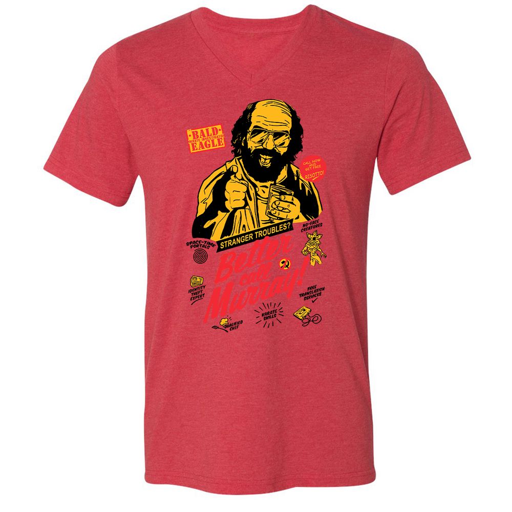 Unisex V-Neck T-Shirt - RRH3Y766 - Heather Red - 5