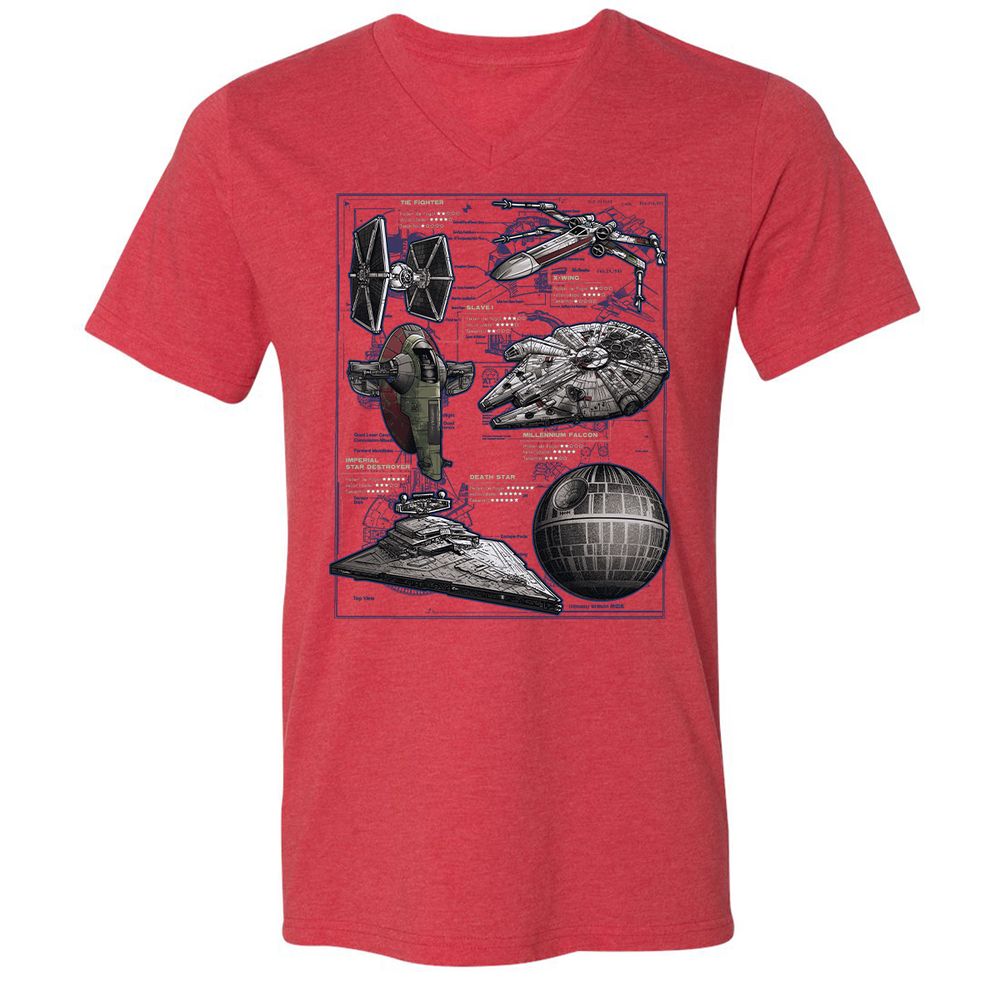 Unisex V-Neck T-Shirt - GXNBCA89 - Heather Red - 5