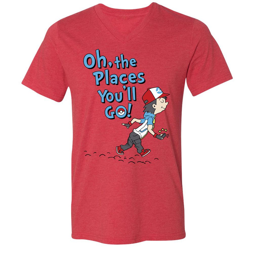 Unisex V-Neck T-Shirt - VKKEG6FM - Heather Red - 5