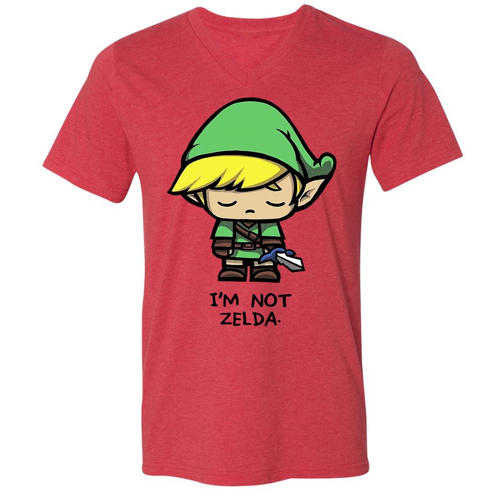 Unisex V-Neck T-Shirt - DCHZTKJP - Heather Red - 5