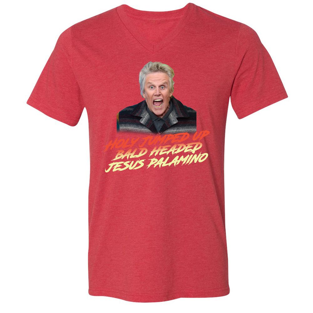 Unisex V-Neck T-Shirt - 3GGQ9XY5 - Heather Red - 5