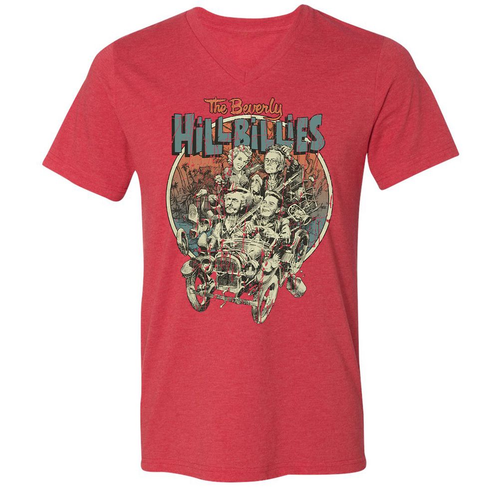 Unisex V-Neck T-Shirt - KXGQ6THJ - Heather Red - 5