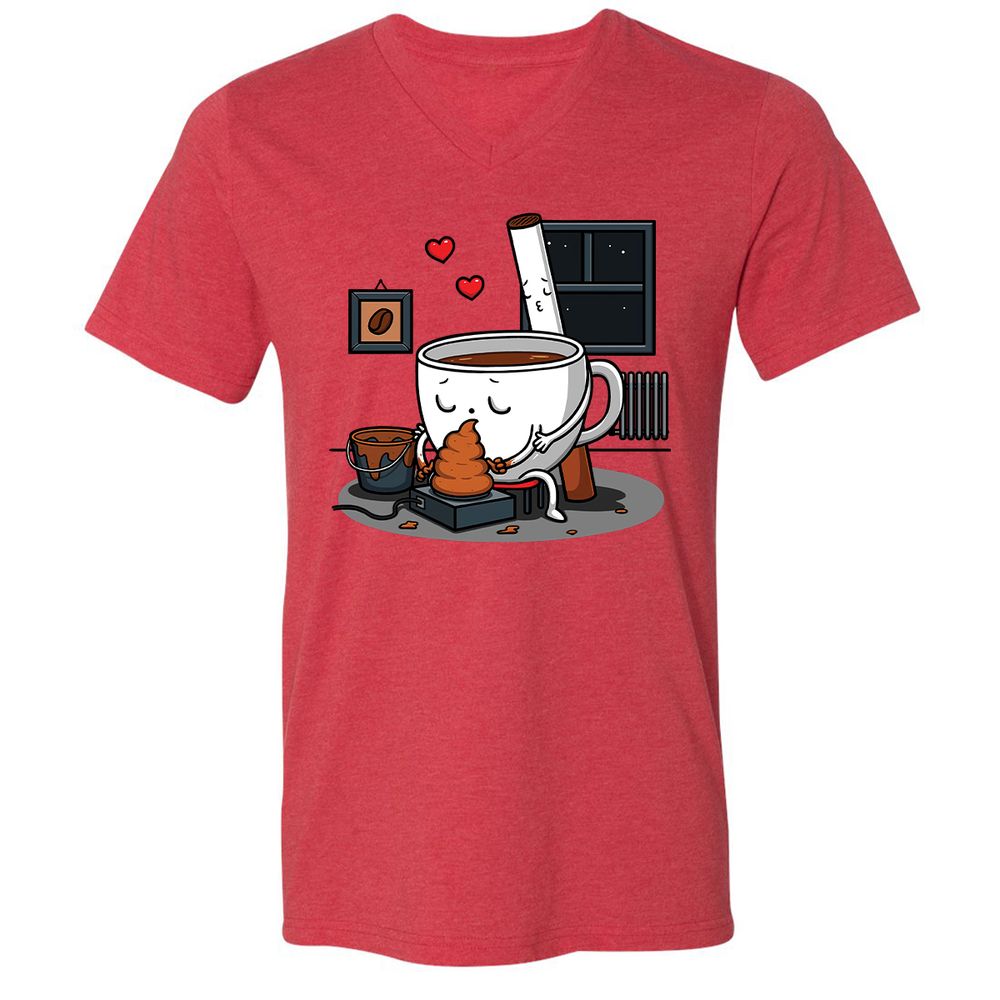 Unisex V-Neck T-Shirt - UFUZXEHZ - Heather Red - 5
