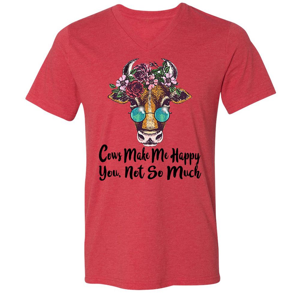 Unisex V-Neck T-Shirt - EK5NPE4F - Heather Red - 5