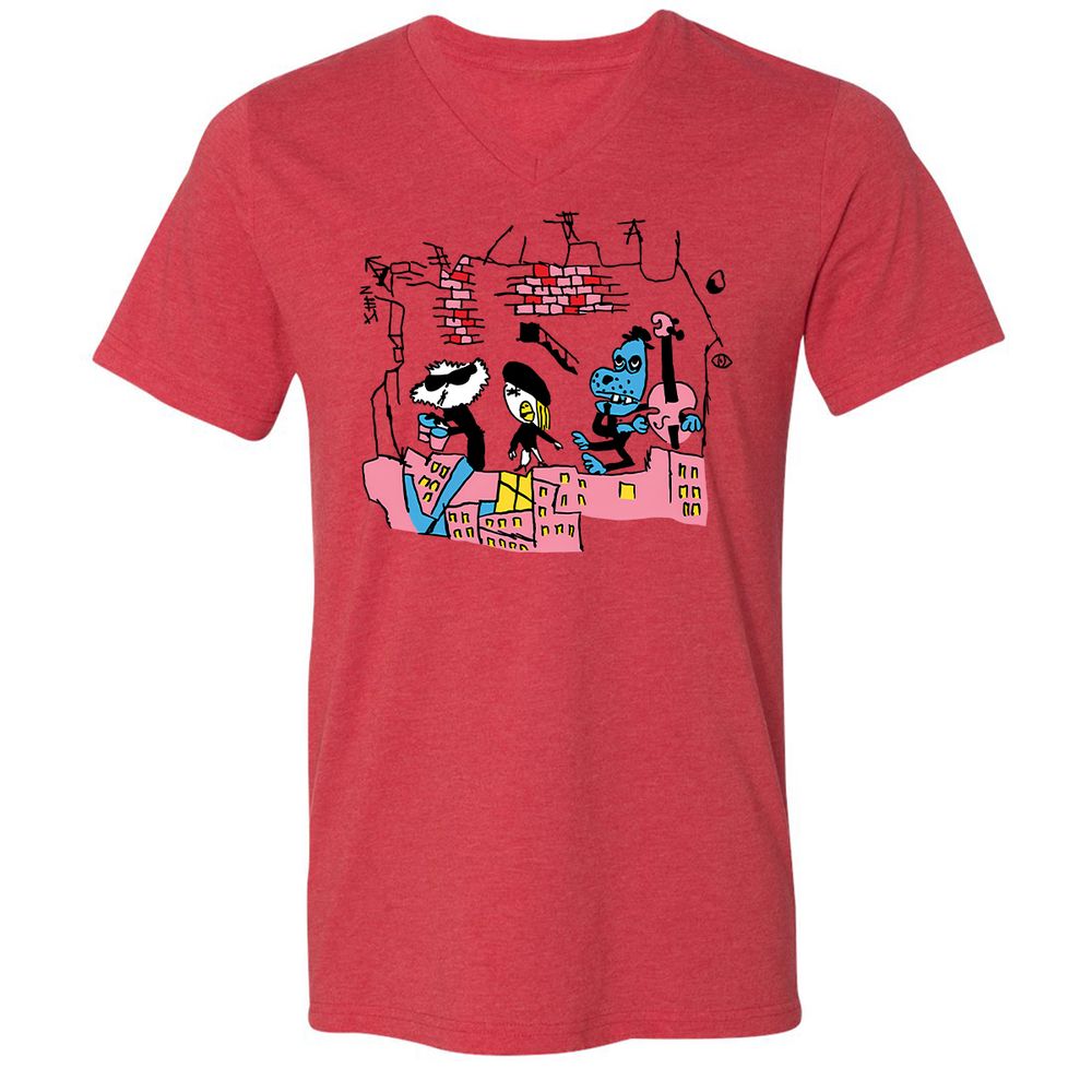 Unisex V-Neck T-Shirt - 33CYGVP8 - Heather Red - 5