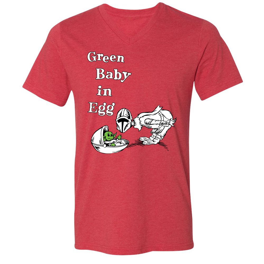 Unisex V-Neck T-Shirt - X76LAN55 - Heather Red - 5