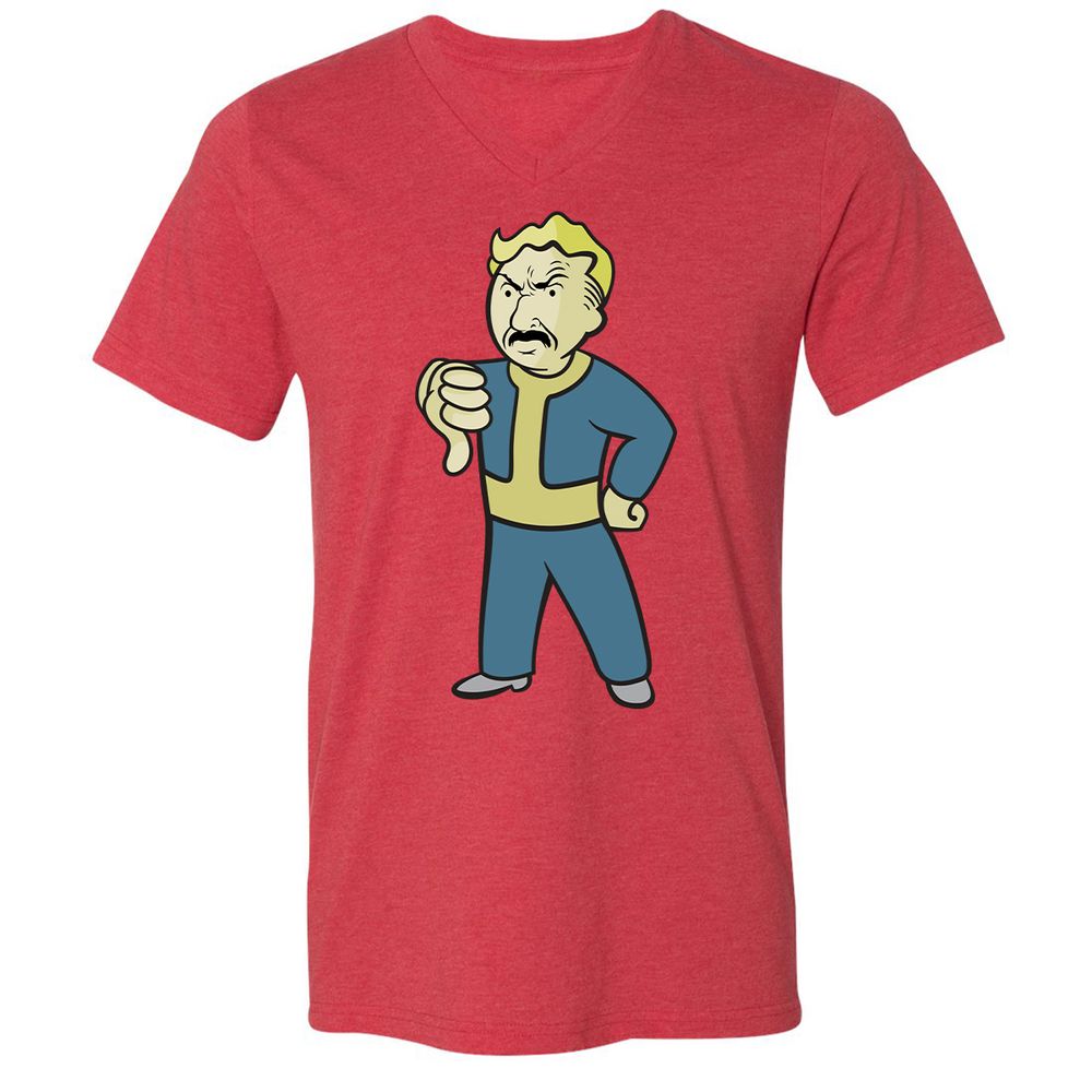 Unisex V-Neck T-Shirt - FAE1TUGU - Heather Red - 5