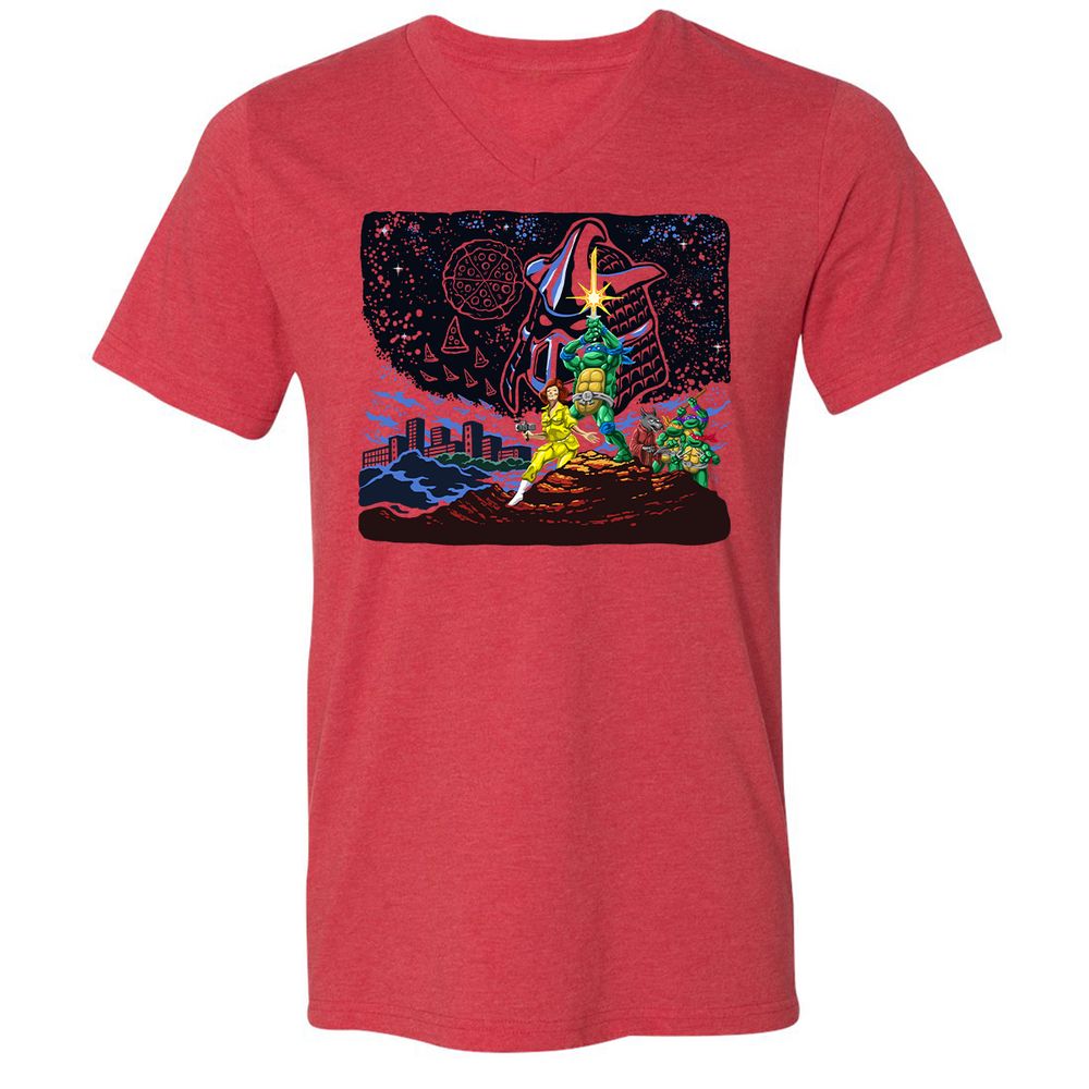 Unisex V-Neck T-Shirt - N1RU5FDP - Heather Red - 5