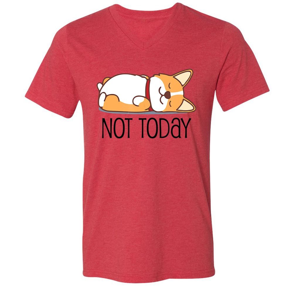 Unisex V-Neck T-Shirt - X984QRCB - Heather Red - 5