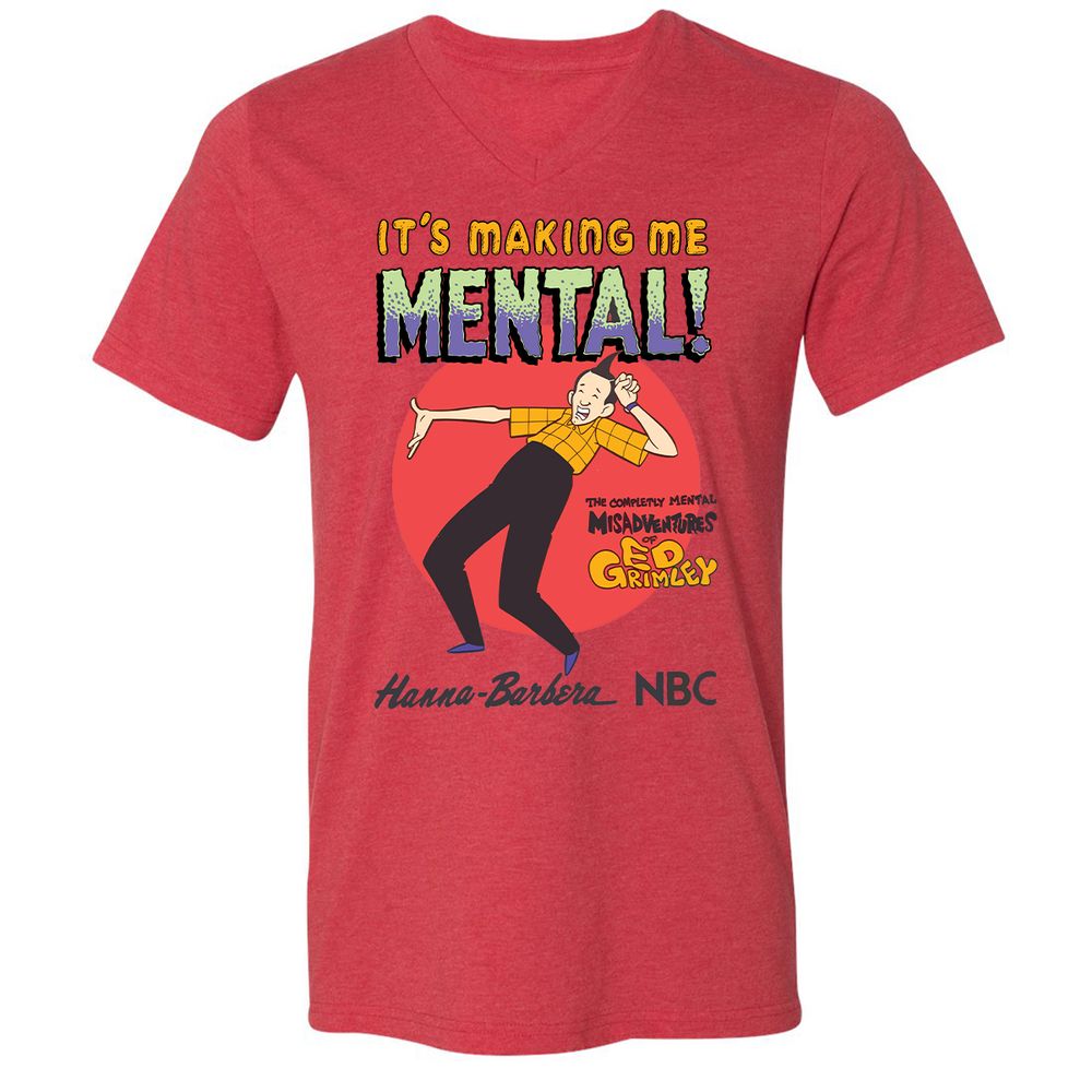 Unisex V-Neck T-Shirt - 4CDQ3YKK - Heather Red - 5