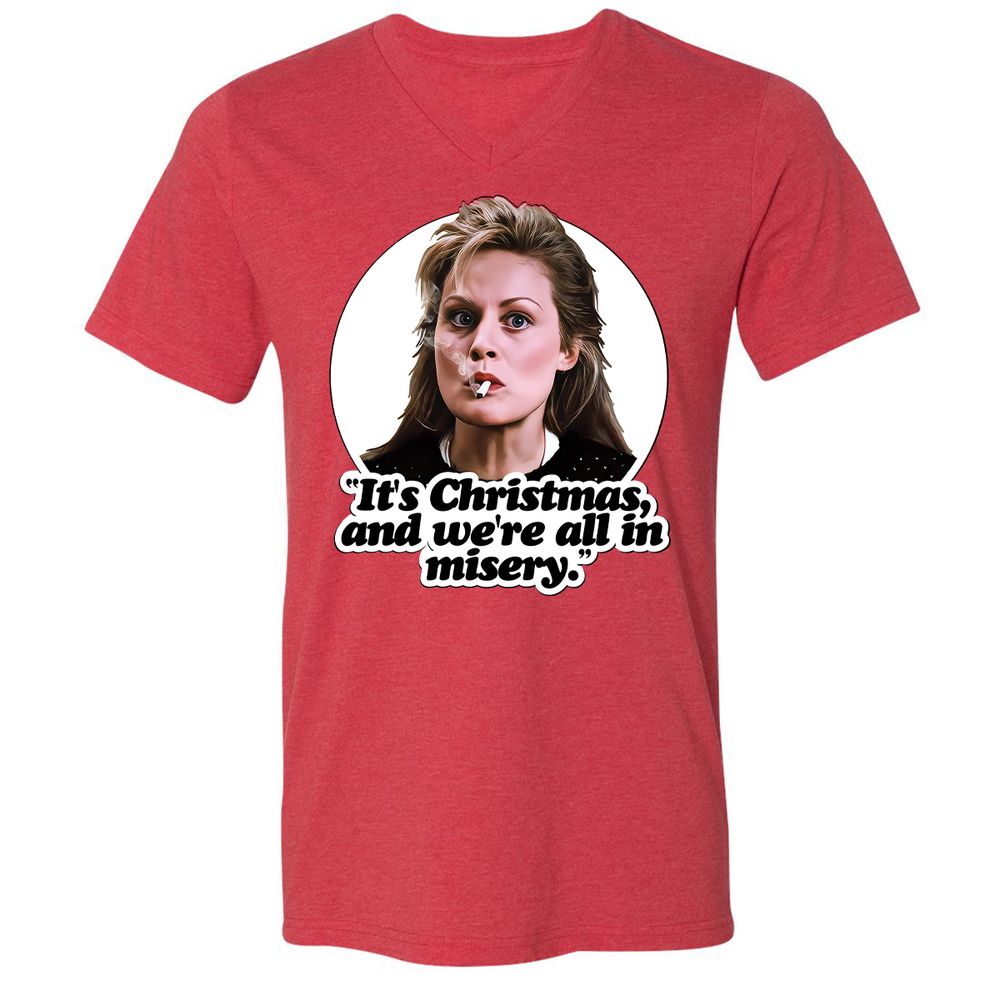 Unisex V-Neck T-Shirt - VQAU5RWZ - Heather Red - 5