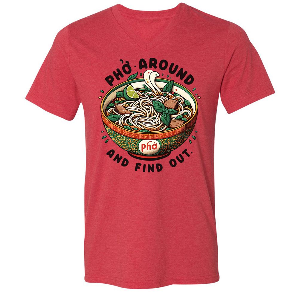 Unisex V-Neck T-Shirt - V9SDEP36 - Heather Red - 5