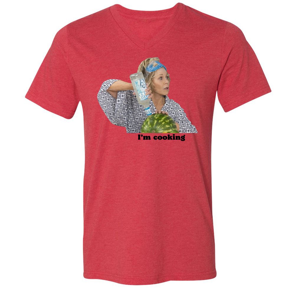 Unisex V-Neck T-Shirt - P65TWLFJ - Heather Red - 5
