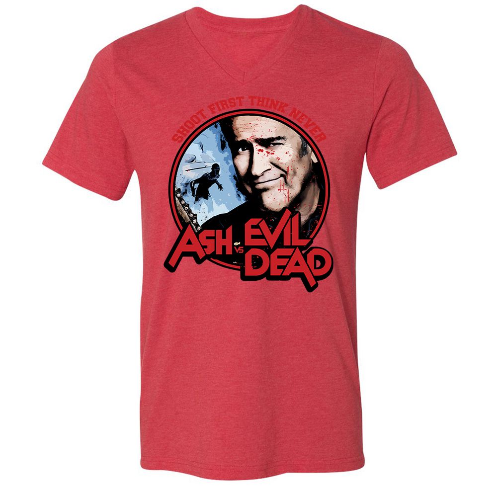 Unisex V-Neck T-Shirt - ZCU2KDWK - Heather Red - 5