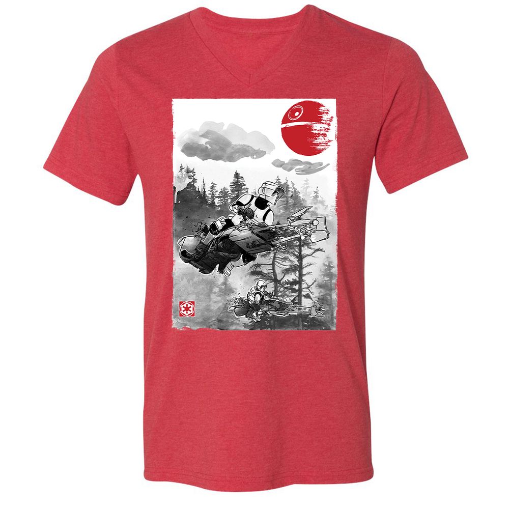 Unisex V-Neck T-Shirt - 8CV4PQEN - Heather Red - 5