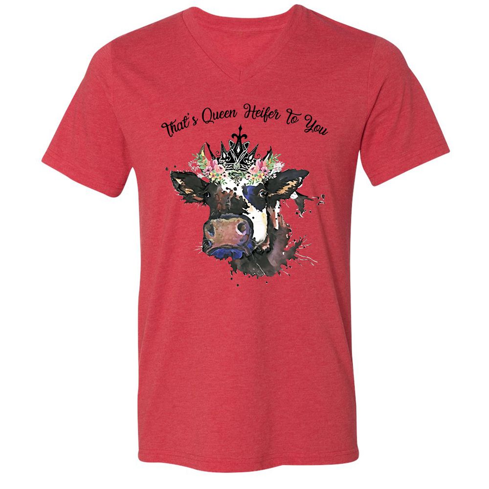Unisex V-Neck T-Shirt - JLHFM3WA - Heather Red - 5