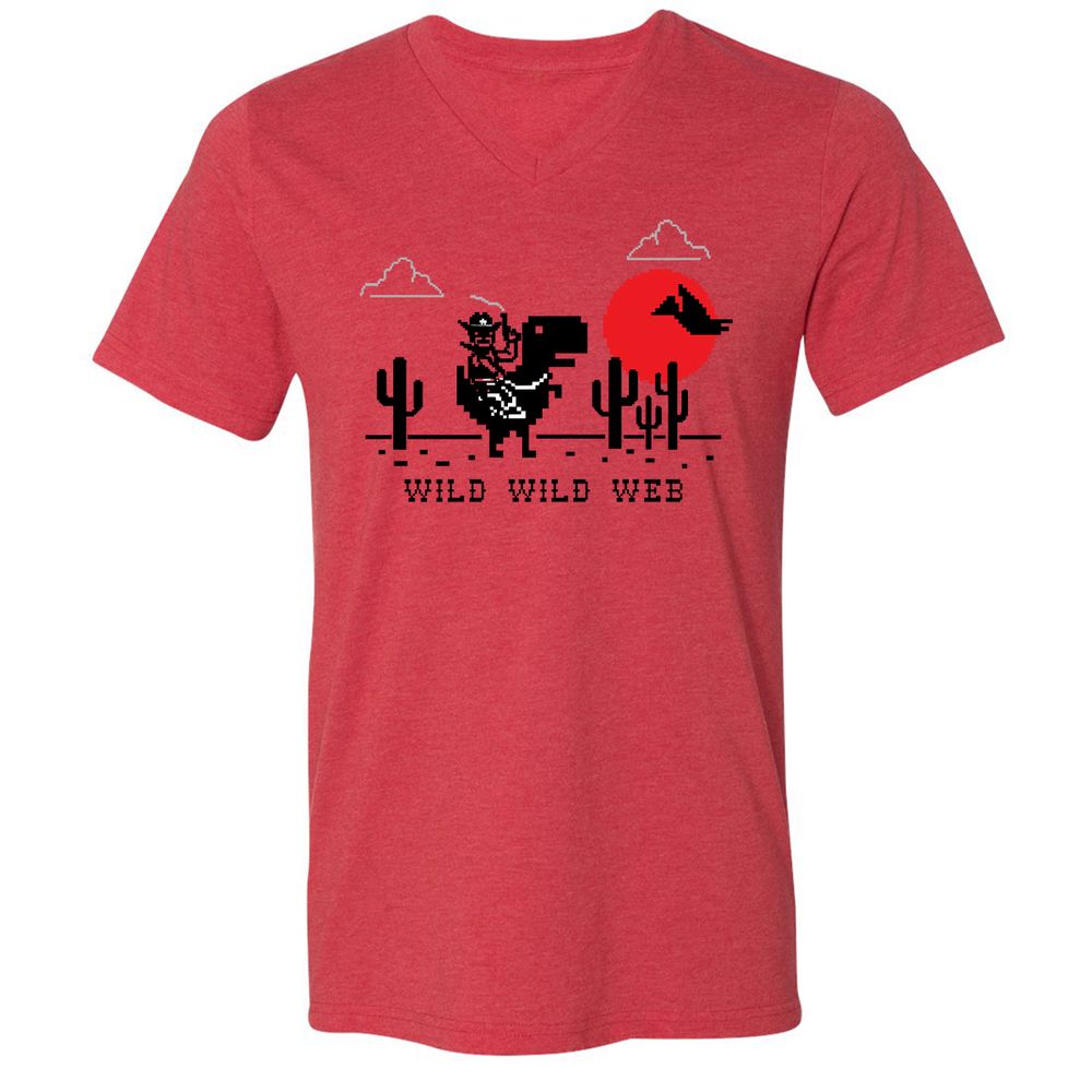Unisex V-Neck T-Shirt - MFUMP5DT - Heather Red - 5